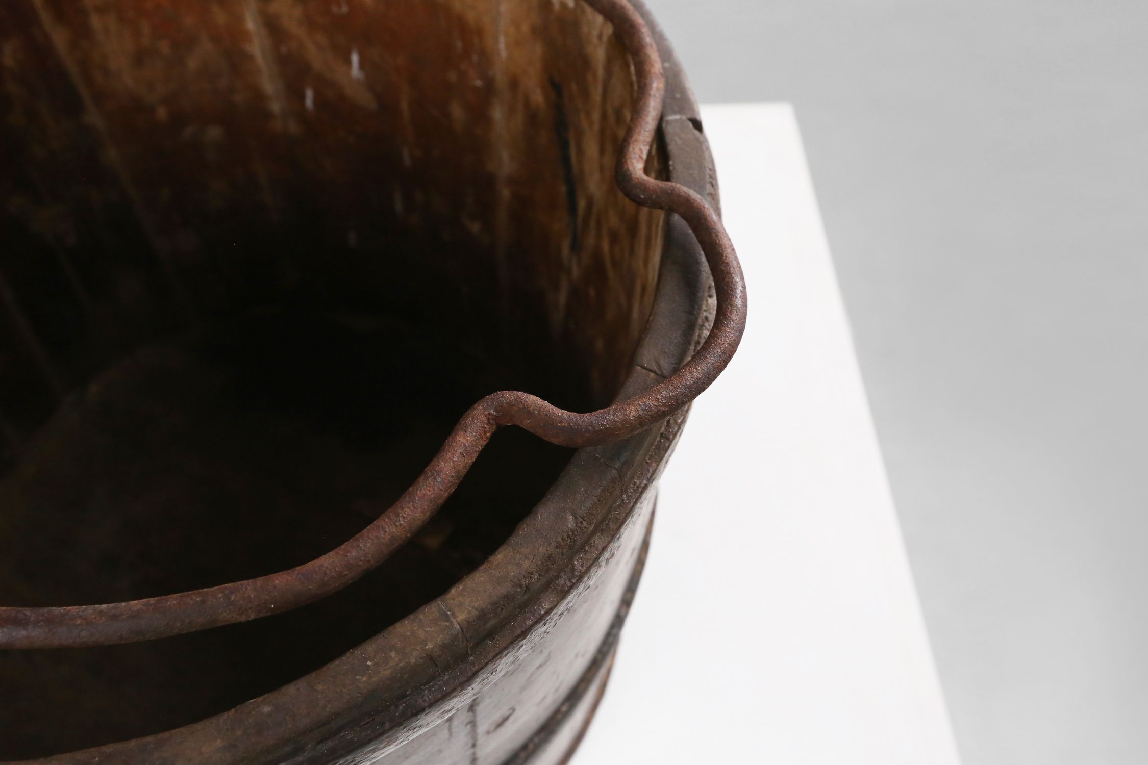 Wooden and wrought Iron water, grain bucket, circa 1860thumbnail
